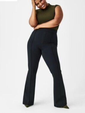 NWT Spanx High Rise Perfect Fit Ponte Classic Black Wash Flare Pants Size XLP